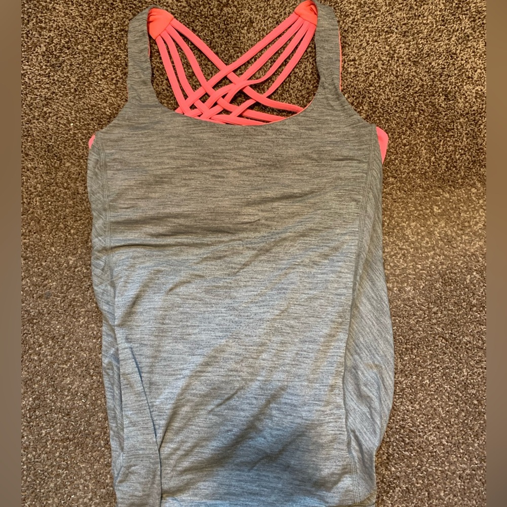 Lululemon Gray Tank Top with Pink Straps